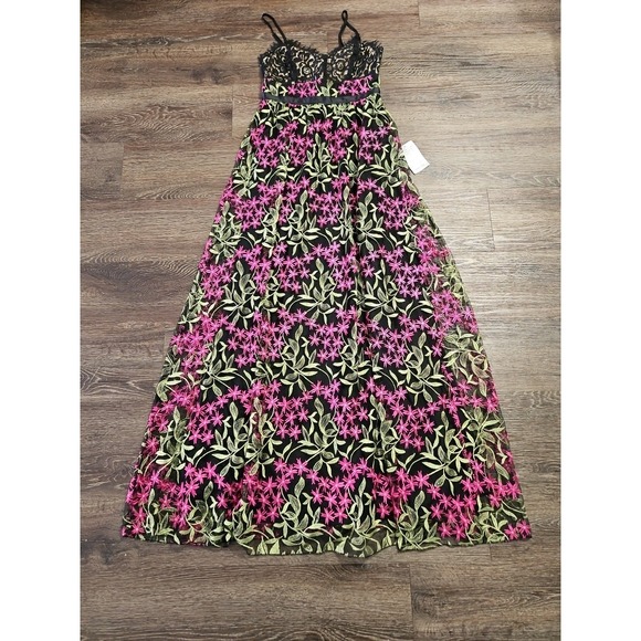 Lulus Divine Delight Floral Embroidered Maxi Dress In Black Multi Size Small - Picture 11 of 11